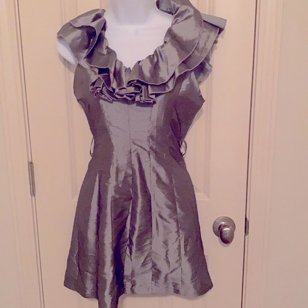 EUC Sz M Silver Ruffled Romeo & Juliet Dress